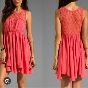 Free People Coral Lace Detail Dress